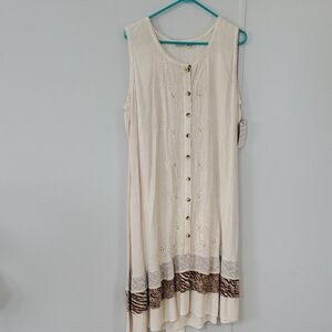 Raya Sun Cream and Brown Sleeveless Dress